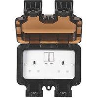 Knightsbridge IP66 13A 2-Gang SP Weatherproof Outdoor Switched Double Socket (218VF)