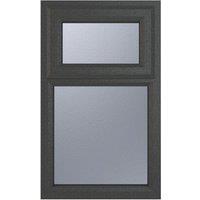 Crystal Top Opening Obscure Double-Glazed Casement Anthracite on White uPVC Window 905mm x 965mm (221VH)