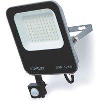 Stanley Outdoor LED Slimline Floodlight With PIR Sensor Black 50W 5500lm (221VJ)