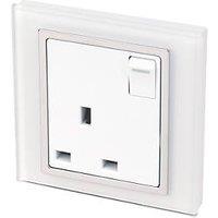 Retrotouch Crystal 13A 1-Gang DP Switched Plug Socket White Glass (2224J)