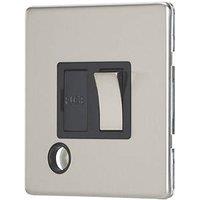Contactum Lyric 13A Switched Fused Spur & Flex Outlet Brushed Steel with Black Inserts (222RP)