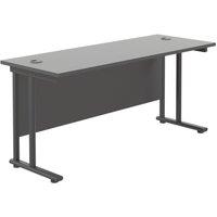 TC Group Aztec Twin Upright Rectangular Office Desk Black/Black 1600mm x 600mm (224TT)