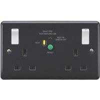 Knightsbridge Part M 13A 2-Gang DP Switched Passive Type A RCD Socket Anthracite (224YA)