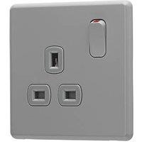 Arlec 13A 1-Gang SP Switched Socket Grey with Colour-Matched Inserts (226RU)