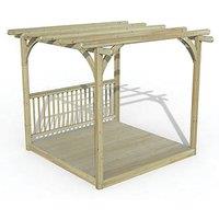 Forest Ultima 8' x 8' (Nominal) Flat Pergola & Decking Kit with 1 x Balustrade (229FL)