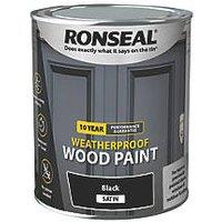 Ronseal 750ml Black Satin Wood Paint (230FF)