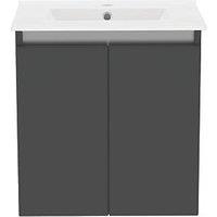 Newland Double Door Wall-Mounted Vanity Unit with Basin Matt Midnight Mist 500mm x 370mm x 540mm (230RN)