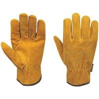 Stanley Split Cowhide Leather Driver Gloves Brown Large (23256)