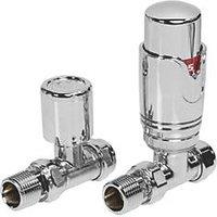 Towelrads 15mm x 1/2" Chrome Straight Modern Thermostatic Radiator Valve & Lockshield (232RY)
