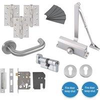Smith & Locke Fire Rated Euro Sashlock Lever on Rose Door Kit Set Satin Silver (233PC)