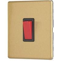 Contactum Lyric 32A 1-Gang DP Control Switch Brushed Brass with Black Inserts (237RP)