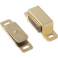 Essentials Premium Adjustable Magnetic Cabinet Catch Polished Brass 46mm x 14mm 4 Pack (237TA)