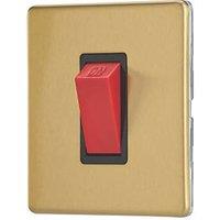 Contactum Lyric 45A 1-Gang DP Control Switch Brushed Brass with Black Inserts (238RR)
