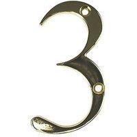 Fab & Fix Door Numeral 3 Gold 80mm (2390P)