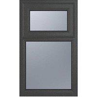 Crystal Top Opening Obscure Double-Glazed Casement Anthracite on White uPVC Window 610mm x 1040mm (240JK)