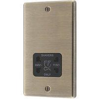 LAP 2-Gang Dual Voltage Shaver Socket 115/240V Antique Brass with Black Inserts (240PN)