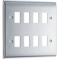 British General Nexus Metal Grid 8-Module Grid Faceplate Polished Chrome (241RF)