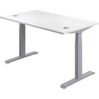 TC Group Economy Back To Back Powered Rectangular Sit Stand Desk White/Silver 1400mm x 0.62-1.28m (241TT)