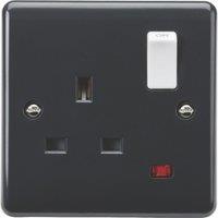 Knightsbridge Part M 13A 1-Gang DP Switched Plug Sockets Anthracite with Neon (242YA)