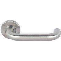 Eurospec Fire Rated Safety Lever on Rose Pair Satin Stainless Steel (2432J)