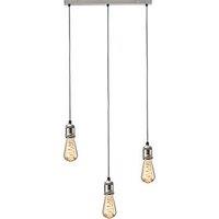 Knightsbridge Vintage Style 3-Light Bar Pendant Brushed Chrome (243GE)