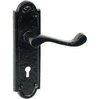 Essentials Turnberry LoB Lock Door Handles Pair Black (2445H)
