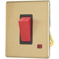 Contactum Lyric 45A 1-Gang DP Control Switch Brushed Brass with Neon with Black Inserts (244RR)