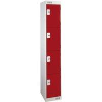 LinkLockers 4-Door Security Locker 1800mm x 300mm Red (24530)