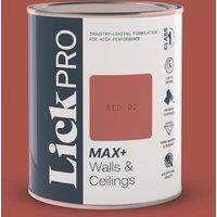 LickPro Max+ 1Ltr Red 02 Matt Emulsion Paint (245TM)