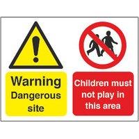 Essentials Warning Dangerous Site Children Must Not Play Sign & Stanchion Frame 450mm x 600mm (2460T)