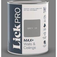 LickPro Max+ 1Ltr Grey 15 Matt Emulsion Paint (247TM)