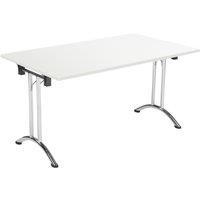 TC Group One Union Rectangular Folding Table White/Chrome 1400mm x 700mm (247TT)
