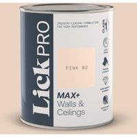 LickPro Max+ 1Ltr Pink 02 Matt Emulsion Paint (248TM)