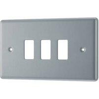 British General Nexus Metal Grid 3-Module Grid Faceplate Grey (250PY)