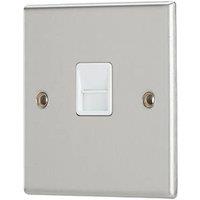 Contactum iConic 1-Gang Master Telephone Socket Brushed Steel with White Inserts (250RP)