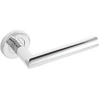 Eclipse Precision Mitred Fire Rated Lever on Rose Door Handle Pair Polished Stainless Steel (251KW)