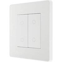 British General Evolve 2-Gang 2-Way LED Double Master Touch Trailing Edge Dimmer Switch Pearlescent White with White Inserts (252PY)