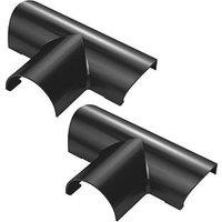 D-Line Black Mini Trunking Equal Tees 30mm x 15mm 2 Pack (253RA)