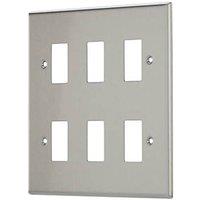 Contactum iConic 6-Module Grid Faceplate Brushed Steel (254RP)