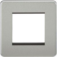 Knightsbridge Screwless 2-Module Modular Faceplate Brushed Chrome (256YA)