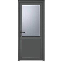 Crystal 1-Panel 1-Obscure Light Right-Handed Anthracite Grey uPVC Back Door 2090mm x 890mm (257KF)