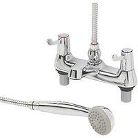 Commercial 1/4 Turn Dual Lever Bath/Shower Mixer Bathroom Tap Chrome (25843)