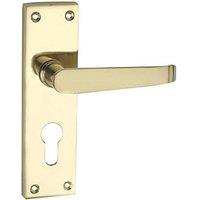 Smith & Locke Fire Rated Euro Lock Door Handles Pair Polished Brass (2595P)