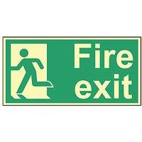 Essentials Photoluminescent "Fire Exit Man Left" Sign 150mm x 300mm (259FG)