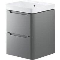 Wall-Hung Vanity Unit & Basin Matt Grey 500mm x 460mm x 662mm (259PJ)