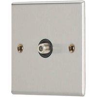 Contactum iConic 1-Gang F-Type Satellite Socket Brushed Steel with Black Inserts (259RP)
