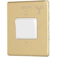 Contactum Lyric 10AX 1-Gang 3-Pole Fan Isolator Switch Brushed Brass with White Inserts (260RP)