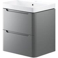 Wall-Hung Vanity Unit & Basin Matt Grey 605mm x 460mm x 662mm (261PJ)