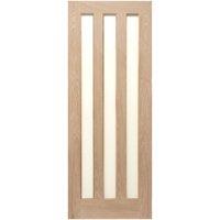 Modern 3-Frosted Light Unfinished Oak Wooden Traditional Internal Door 1981mm x 762mm (263FA)