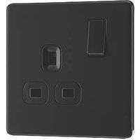LAP 13A 1-Gang DP Switched Socket Matt Black with Black Inserts (263PN)